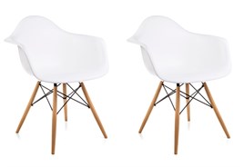 2 Adet Kolçaklı Beyaz Eames Sandalye